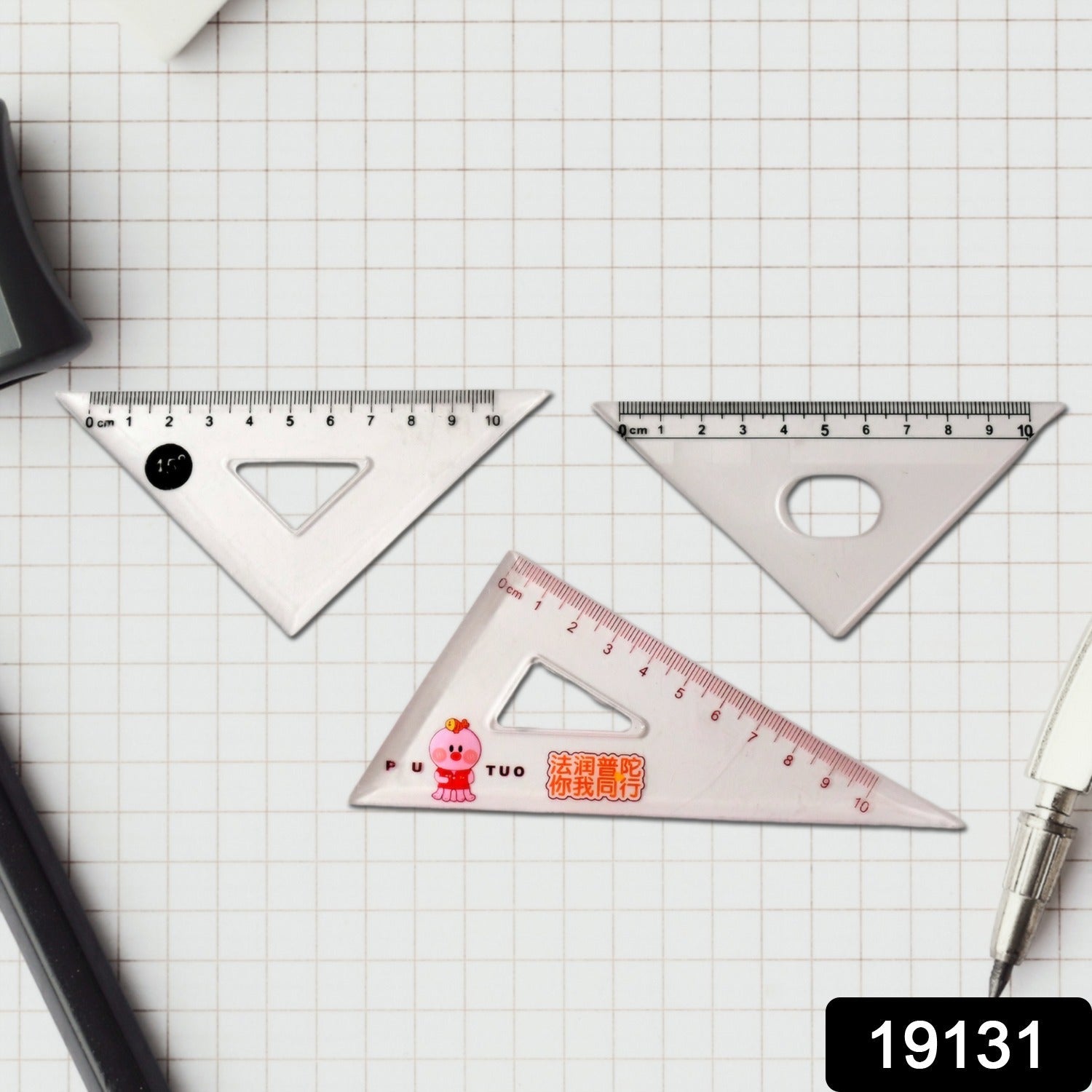 Transparent Plastic Set Square Ruler Kit (3 Pc) Transparent Plastic Set Square Ruler Kit (3 Pc)